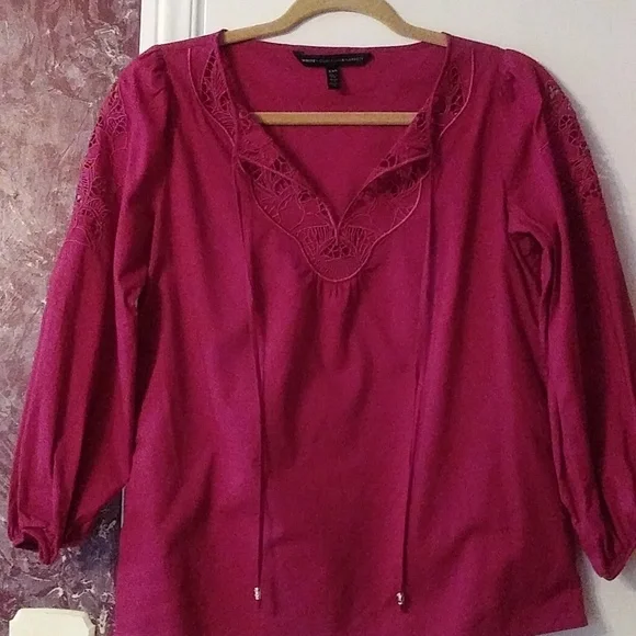 White House Black Market Floral Cutout Blouse - Picture 2 of 4